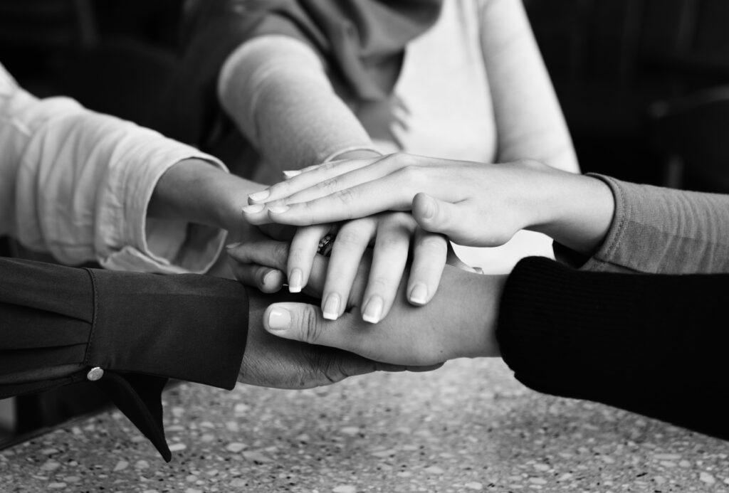 islamic friends hands stack for teamwork